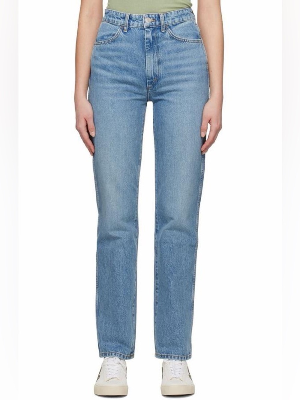 Re/Done Women's Straight Leg Jeans 70s Cigarette in Light Blue Wash